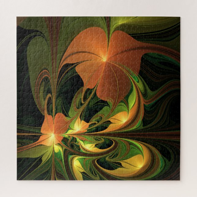 Puzzle Imaginaire Plante Abstrait rouille verte Brown fra (Vertical)