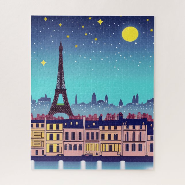 Puzzle Imaginaire Skyline de Paris sous les étoiles (Vertical)
