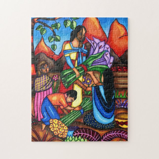 Puzzle Immigrants agriculteurs Colorful Abstrait Art orig (Vertical)