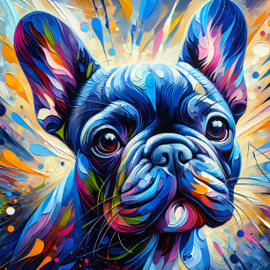 Puzzle Impression acrylique bleue de Bouledogue français