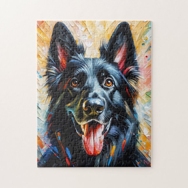 Puzzle Impression acrylique Chien berger allemand noir Am (Vertical)