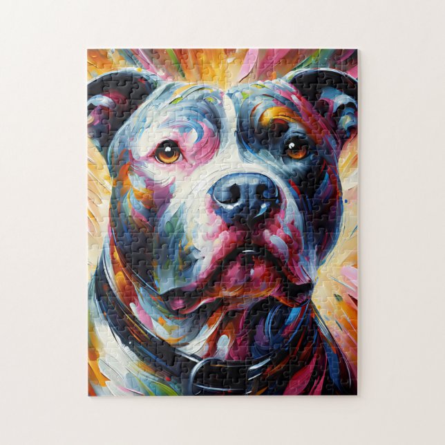 Puzzle Impression acrylique de chien American Pit Bull Te (Vertical)