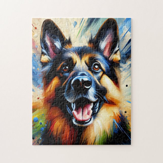 Puzzle Impression acrylique de chien Berger allemand noir (Vertical)