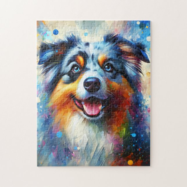 Puzzle Impression acrylique de chien Berger Australien Bl (Vertical)