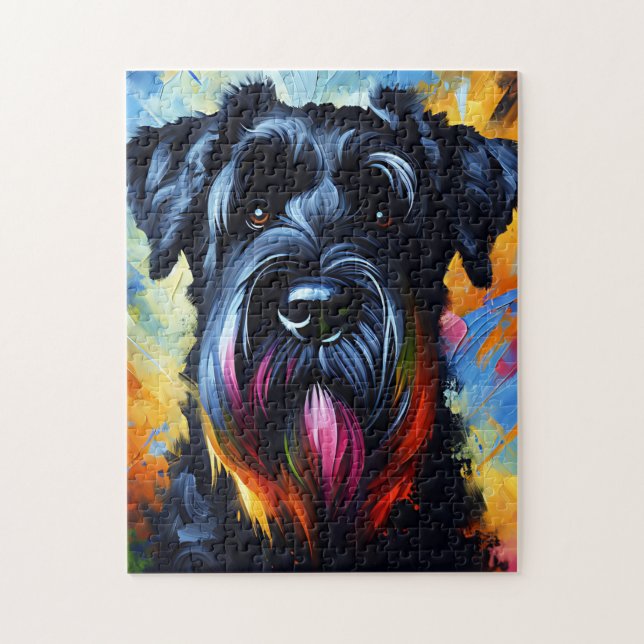 Puzzle Impression acrylique de chien Schnauzer géant | Co (Vertical)
