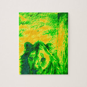 Puzzle Impression artistique de lion à vision nocturne fl