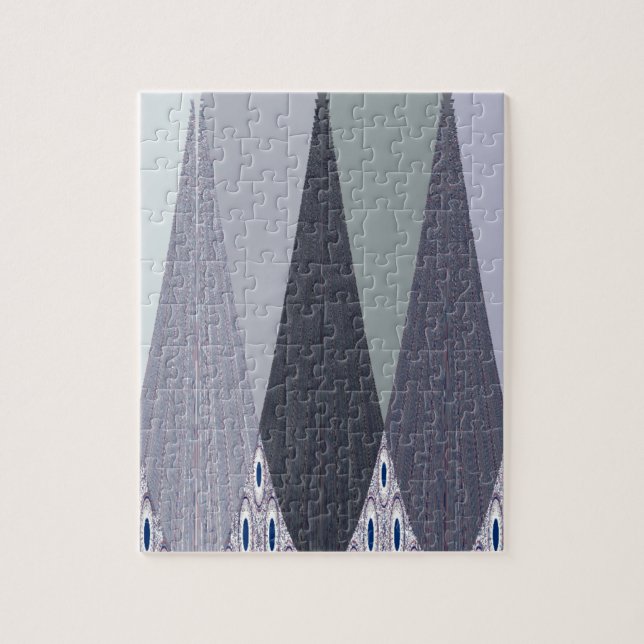 Puzzle Impression d'art à points chevron gris cendré (Vertical)