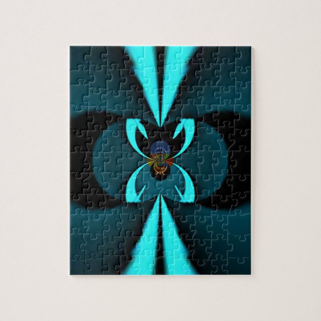 Puzzle Impression d'art abstrait cyan et noir (Vertical)