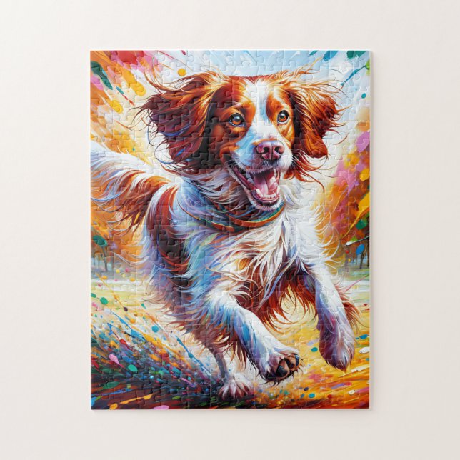 Puzzle Impression d'art acrylique de chien Brittany Spani (Vertical)