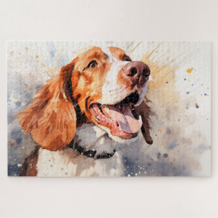 Puzzle Impression d'art de chien à l'aquarelle joyeuse