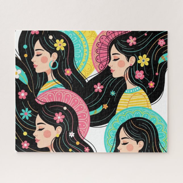 Puzzle Impression d'art d'illustration de femmes bohèmes  (Horizontal)