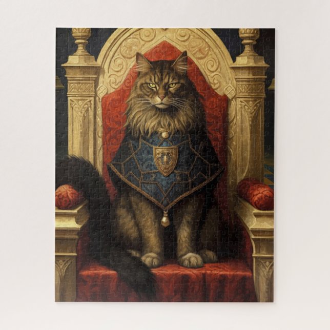 Puzzle Impression d'art du trône de chat Maine Coon noble (Vertical)