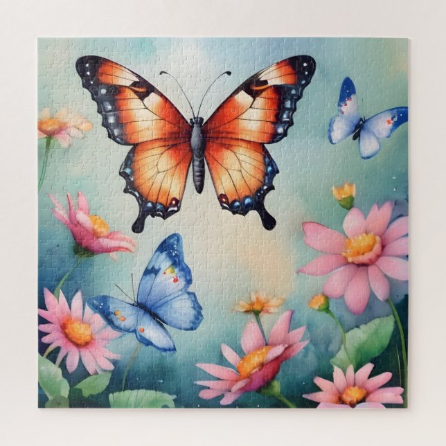 Puzzle Impression d'art élégant papillons aquarelle   (Vertical)