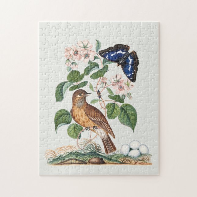 Puzzle Impression d'art floral botanique et d'oiseau vint (Vertical)