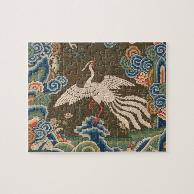 Puzzle Impression de broderie en soie blanche antique chi (Horizontal)