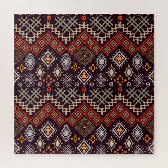 Puzzle Impression géométrique Boho d'art tribal (Vertical)