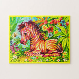 Puzzle Impression zèbre colorée des années 1960