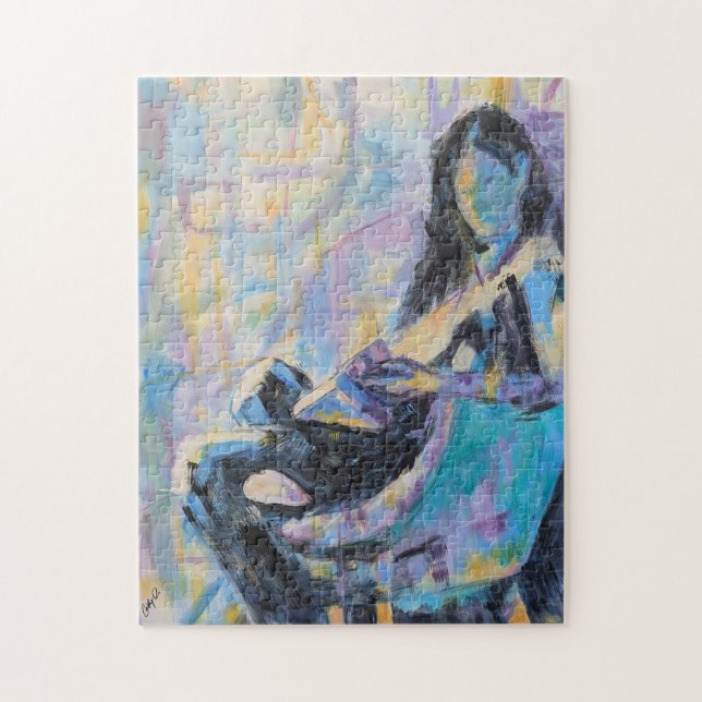 Puzzle Impressionniste femme en chaise lecture peinture (Vertical)