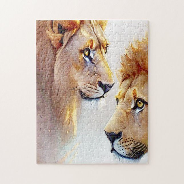 Puzzle Imprimantes Lion Retro - Mur d'Art classique (Vertical)