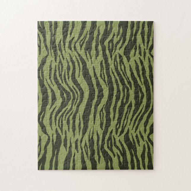 Puzzle Imprimé Animalier Rayures de Tigre Glamour Vert Mo (Vertical)