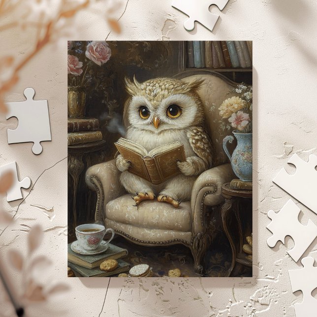 Puzzle Imprimé d'art lisant de la chouette fantaisiste (Créateur téléchargé)