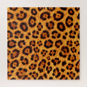 Puzzle Imprimé léopard sauvage or orange ambre aspect fou