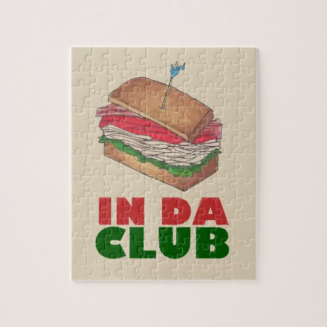 Puzzle In Da Club Turkey Club Sandwich Funny Foodie Cadea (Vertical)