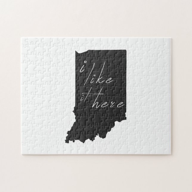Puzzle Indiana I Like It Here State Silhouette Black (Horizontal)