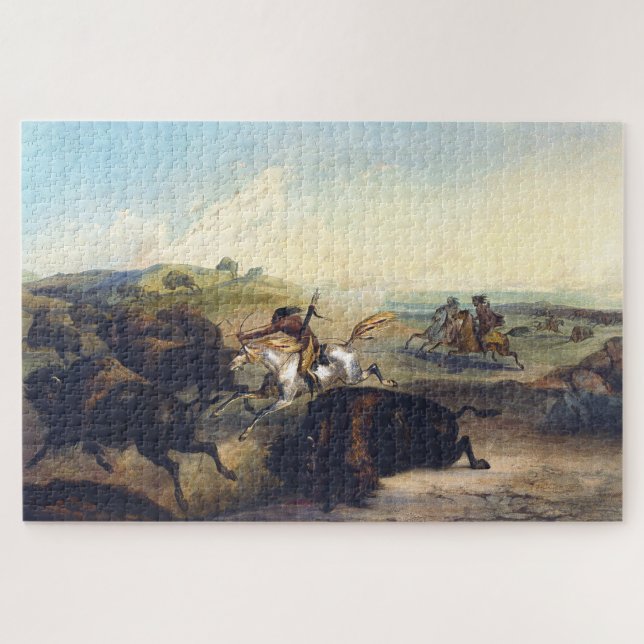 Puzzle Indien chassant le bison Karl Bodmer 1839 (Horizontal)