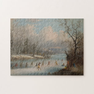 Puzzle Indiens jouant à la lacrosse sur la glace