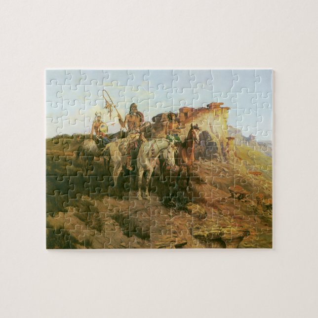 Puzzle Indiens vintage, rôdeurs de la Prairie, Seltzer, (Horizontal)