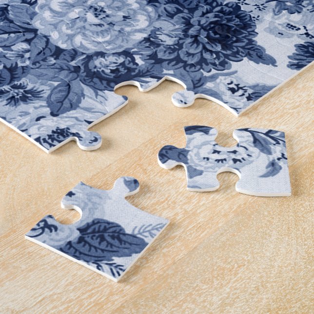 Puzzle Indigo Blue Floral Toile No.3 (Côté)