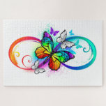 Puzzle Infini lumineux avec papillon arc-en-ciel<br><div class="desc">Multicolore, brillant, symbole d'infini avec arc-en-ciel, monarque de papillon détaillé. Papillon arc-en-ciel. Infini arc-en-ciel.</div>