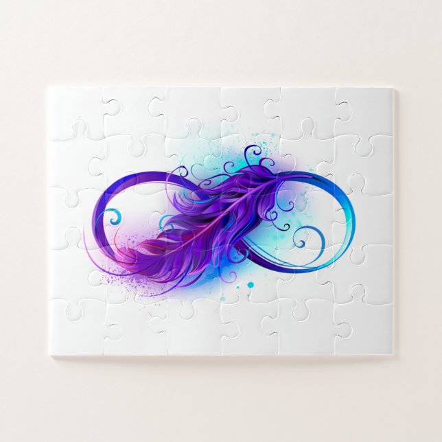 Puzzle Infinité avec plumes violettes (Horizontal)