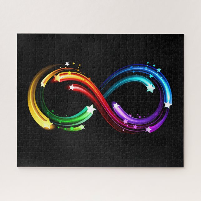 Puzzle Infinity symbol of rainbow comets (Horizontal)