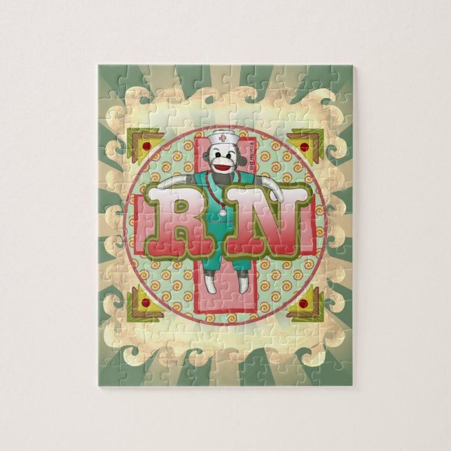 Puzzle Infirmière Singe Chaussette RN (Vertical)