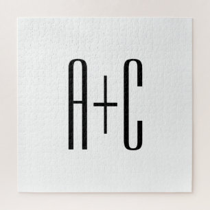 Puzzle Initiales élégantes de couples modernes   Blanc et