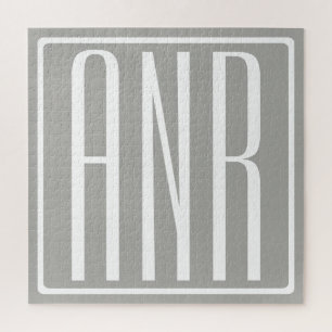 Puzzle Initiales Monogramme Blanc Sur Gris Clair