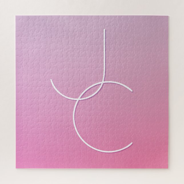 Puzzle Initiales superposées Modern 2 | Ombre rose (Vertical)