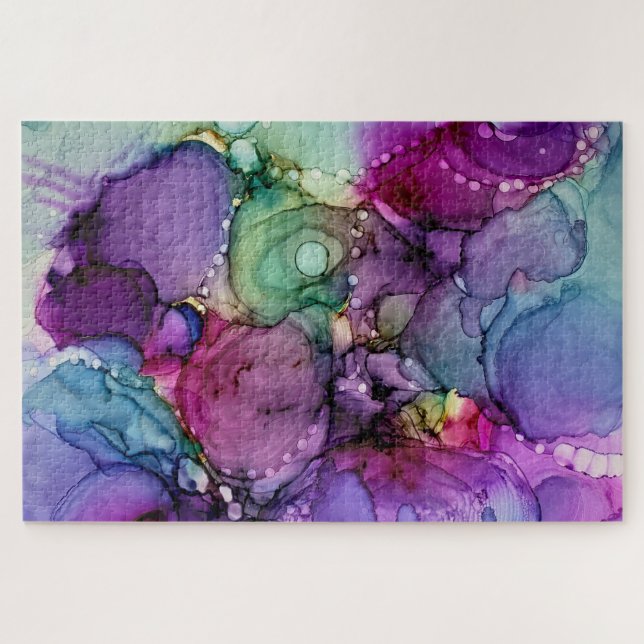 Puzzle Inky Multicolored Alcohol Ink Liquid Abstract (Horizontal)