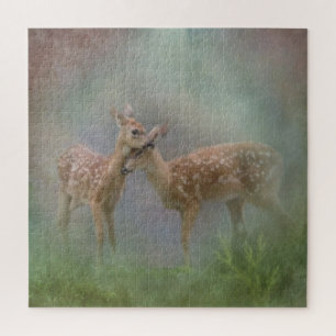 Puzzle Innocence du chevreuil pastel art animal contempor