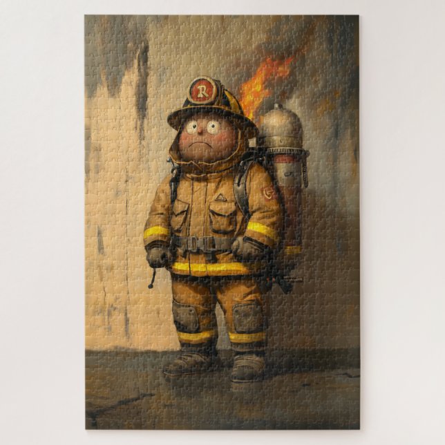 Puzzle Inquiétude des flammes : Le pompier écrasé (Vertical)