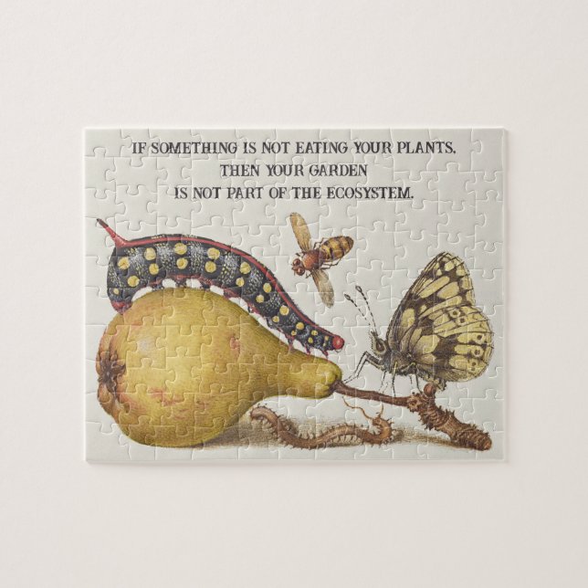 Puzzle Insectes de jardin, mouche, chenille, poire, mille (Horizontal)
