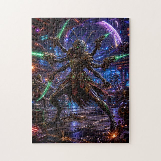 Puzzle Insectoid Space Pirate — Six-Armed Combatant (Vertical)