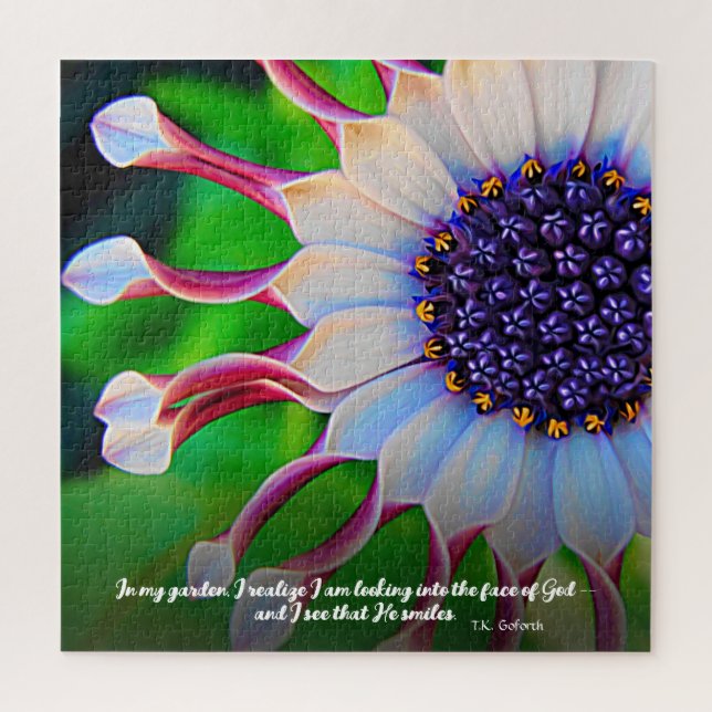 Puzzle Inspiration Purple Rose Daisy Dieu Sourit Floral (Vertical)