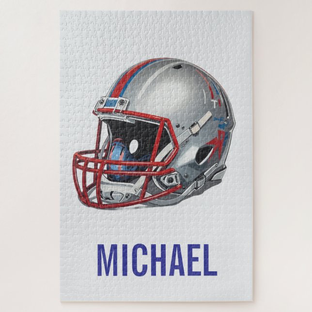 Puzzle Inspirational Motivational Football Helmet Name (Vertical)