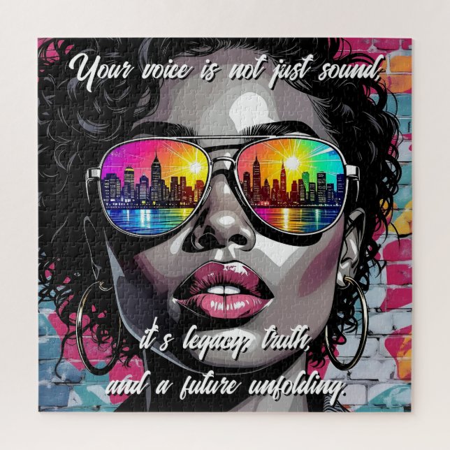 Puzzle Inspirational Quote and City Woman (Vertical)
