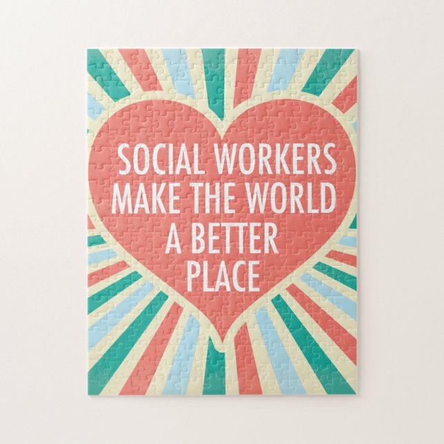 Puzzle Inspirational Social Work Quote Heart Retro Colors (Vertical)