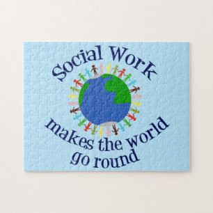 Puzzle Inspirational Social Work World Quote Blue