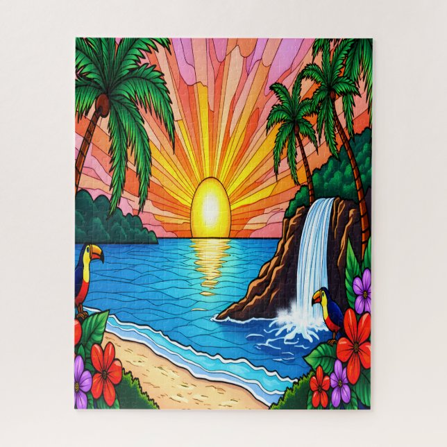 Puzzle inspiré de vitraux tropicaux (Vertical)